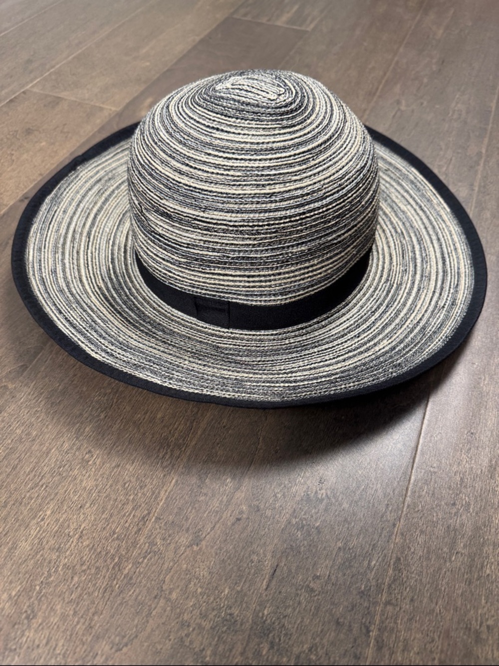 Solar Escape Striped Straw Sun Hat with Ribbon Band